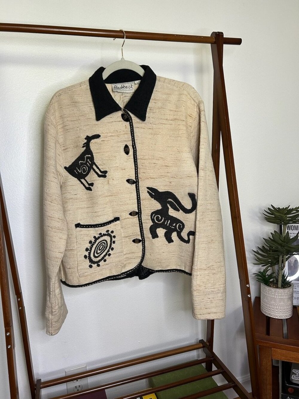 Flashback 80s Aztec Tapestry Button Up Jacket Size Small